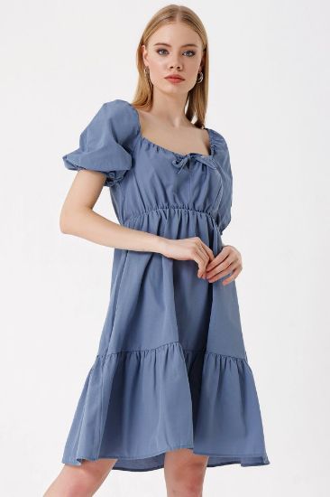 2351 Kloş Poplin Elbise - İndigo resmi